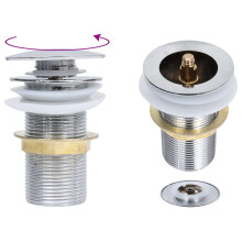 Berkfield Push Drain without Overflow Function Chrome 6.4x6.4x9.1 cm
