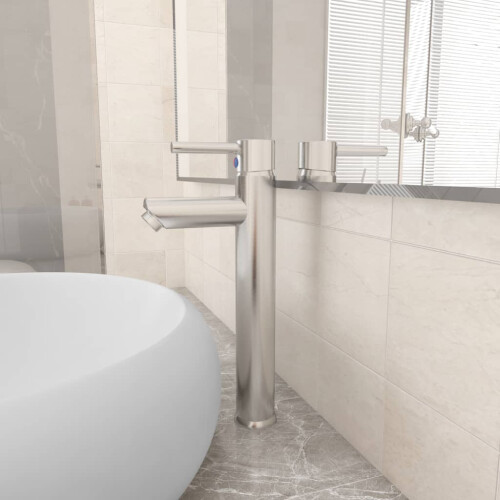 Berkfield Bathroom Mixer Tap Silver 12x30 cm