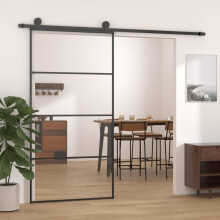 Berkfield Sliding Door Aluminium and ESG Glass 102.5x205 cm Black