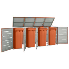 Berkfield Quadruple Wheelie Bin Shed 276.5x77.5x112.5 cm Stainless Steel