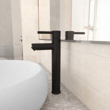 Berkfield Bathroom Mixer Tap Black 12x30 cm