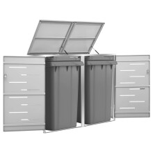 Berkfield Double Wheelie Bin Shed 138x77.5x112.5 cm Stainless Steel