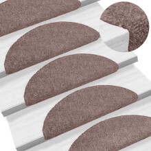 Berkfield Stair Mats Self-adhesive 5 pcs 56x17x3 cm Light Brown Half Round