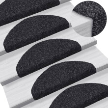 Berkfield Stair Mats Self-adhesive 10 pcs 65x21x4 cm Black Half Round Large