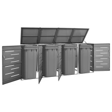 Berkfield Quadruple Wheelie Bin Shed 276.5x77.5x112.5 cm Stainless Steel