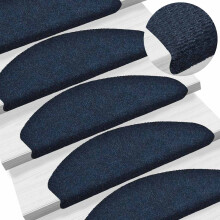 Berkfield Stair Mats Self-adhesive 5 pcs 65x21x4 cm Navy Half Round Large