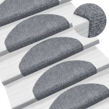 Berkfield Stair Mats Self-adhesive 10 pcs 65x21x4 cm Light Grey Half Round Large