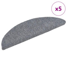 Berkfield Stair Mats Self-adhesive 5 pcs 56x17x3 cm Light Grey Half Round