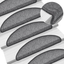 Berkfield Stair Mats 10 pcs 56x17x3 cm Dark Grey Half Round
