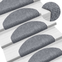 Berkfield Stair Mats Self-adhesive 5 pcs 65x21x4 cm Light Grey Half Round Large
