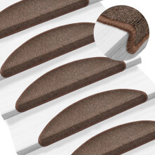 Berkfield Stair Mats 10 pcs 56x17x3 cm Coffee Brown Half Round