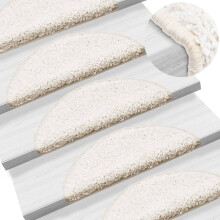 Berkfield Stair Mats 10 pcs 56x17x3 cm White Half Round