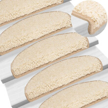 Berkfield Stair Mats 10 pcs 65x21x4 cm Cream Half Round Large
