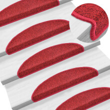 Berkfield Stair Mats 10 pcs 56x17x3 cm Red Half Round
