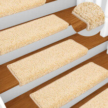 Berkfield Stair Mats 10 pcs 65x21x4 cm Cream Rectangular Edge