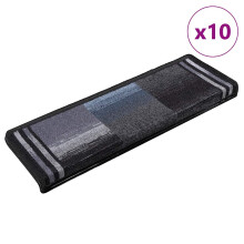 Berkfield Stair Mats Self-adhesive 10 pcs 65x21x4 cm Black and Grey