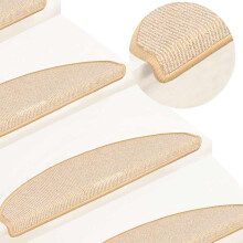 Berkfield Stair Mats 15 pcs 65x21x4 cm Cream Half Round Large
