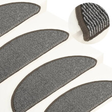 Berkfield Stair Mats 15 pcs 56x17x3 cm Grey Half Round