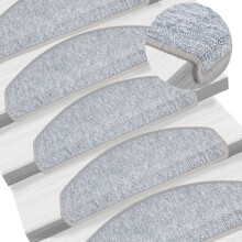 Berkfield Stair Mats 10 pcs 65x24x4 cm Light Grey Half Round Large