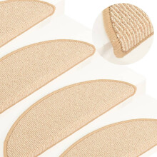 Berkfield Stair Mats 15 pcs 56x17x3 cm Cream Half Round