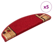 Berkfield Stair Mats Self-adhesive 5 pcs 65x21x4 cm Red