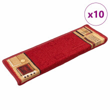 Berkfield Stair Mats Self-adhesive 10 pcs 65x21x4 cm Red