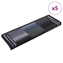 Berkfield Stair Mats Self-adhesive 5 pcs 65x21x4 cm Black and Grey