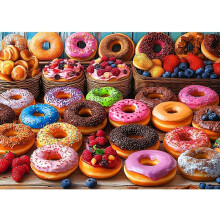 500 Piece Donut Jigsaw Puzzle for Adults, Colorful Dessert Themed Puzzle with Durable Board