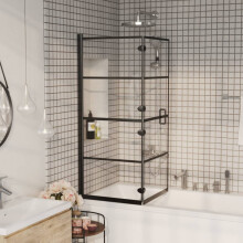 Berkfield Folding Shower Enclosure ESG 120x140 cm Black