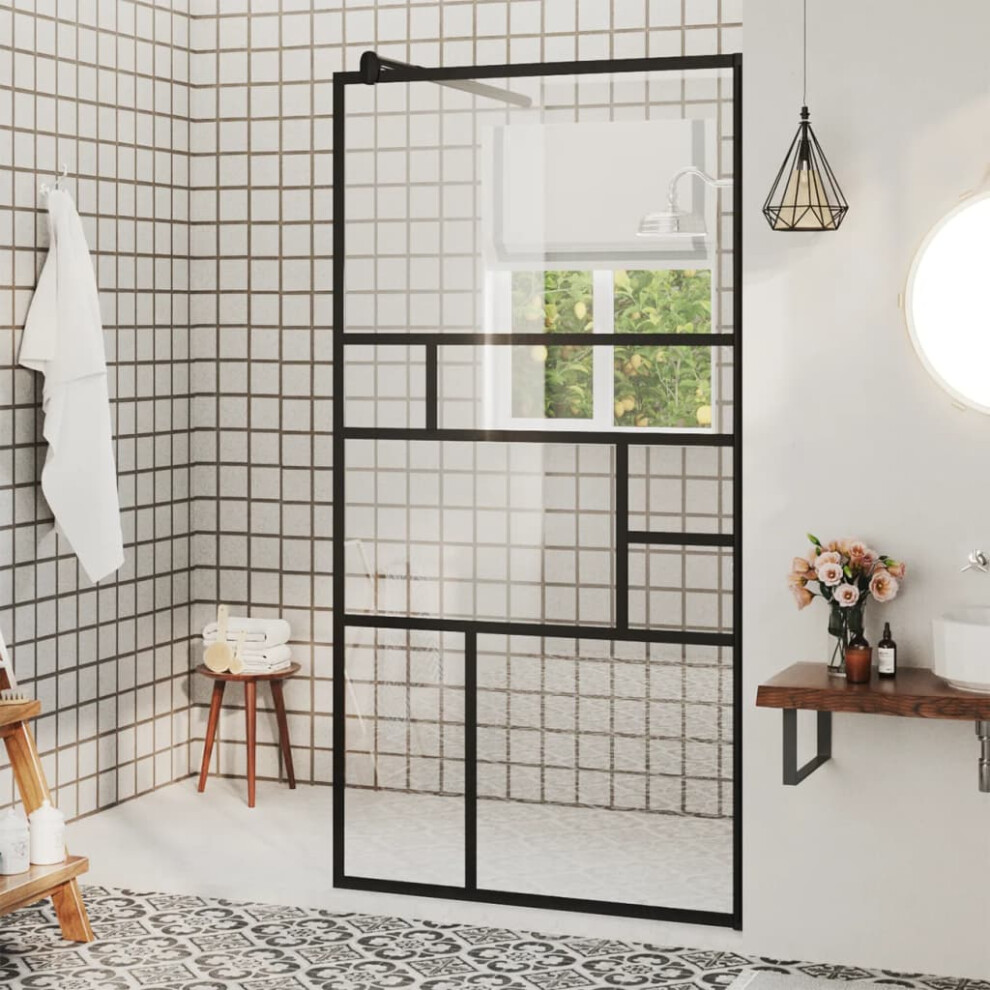 Berkfield Walk-In Shower Wall With Clear Esg Glass 80X195 Cm Black 8029235591994
