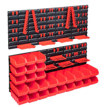 Berkfield 103 Piece Storage Bin Kit with Wall Panels Red and Black