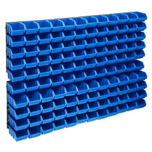 Berkfield 128 Piece Storage Bin Kit with Wall Panels Blue and Black