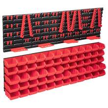 Berkfield 136 Piece Storage Bin Kit with Wall Panels Red and Black