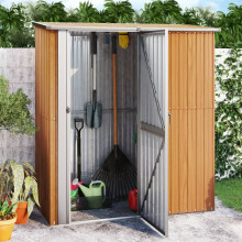 Berkfield Garden Shed 180.5x97x209.5 cm Galvanised Steel Wooden Look