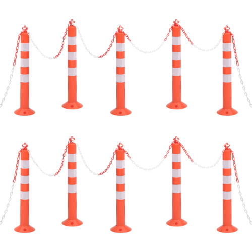 Berkfield Traffic Control Bollards 10 pcs with Chain 75 cm PE