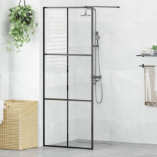 Berkfield Walk-in Shower Wall with Clear ESG Glass 80x195 cm Black