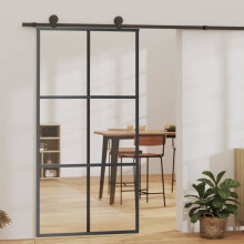 Berkfield Sliding Door ESG Glass and Aluminium 102x205 cm Black
