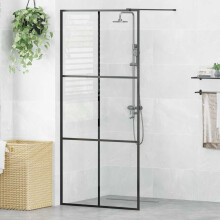 Berkfield Walk-in Shower Wall with Clear ESG Glass 90x195 cm Black