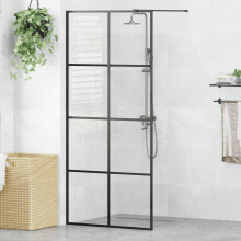 Berkfield Walk-in Shower Wall with Clear ESG Glass 90x195 cm Black