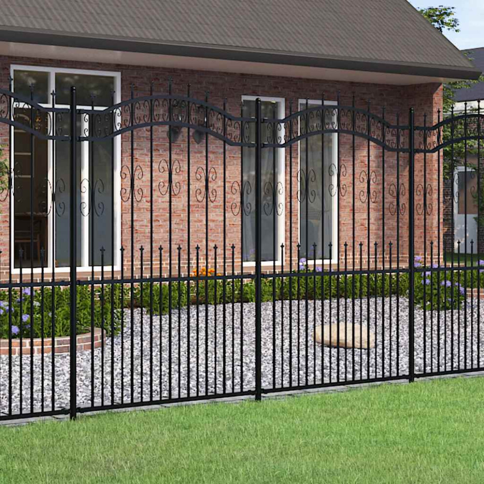 Berkfield Garden Fence Kampen With Spear Top Black 240X175cm Steel 6465222737594
