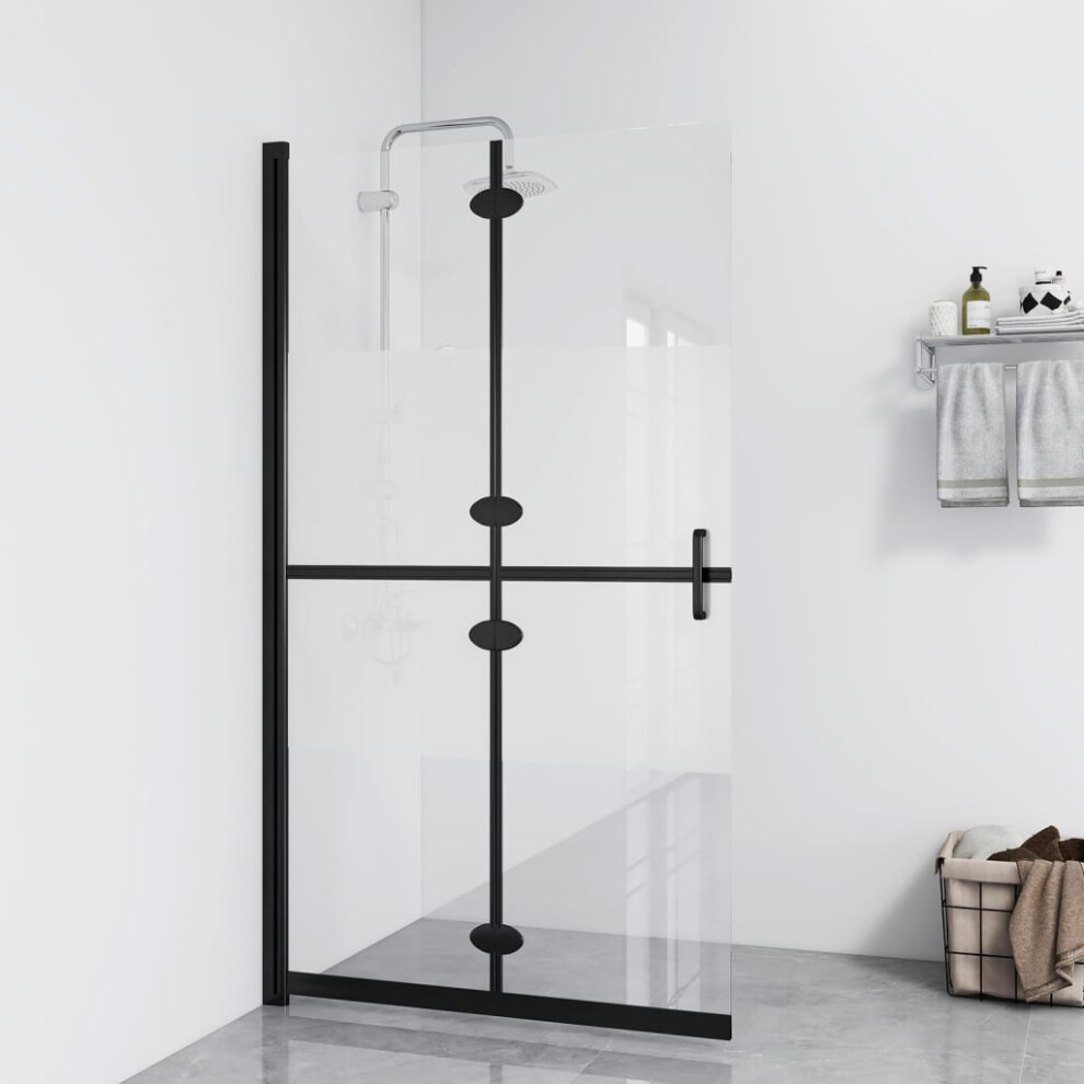 Photos - Shower Screen Berkfield Foldable Walk-in Shower Wall Half Frosted ESG Glass 110x190 cm