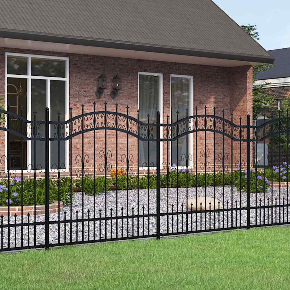 Berkfield Garden Fence Kampen With Spear Top Black 240X125 Cm Steel 002533505458