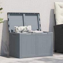 Berkfield Garden Storage Box 180L Grey PP Wood Look
