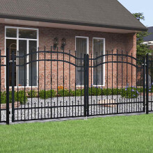 Berkfield Fence Gate KAMPEN with Spear Top Black 302x125 cm Steel
