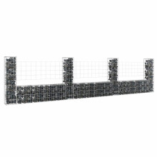 Berkfield U-shape Gabion Basket with 4 Posts Iron 380x20x100 cm
