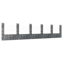 Berkfield U-shape Gabion Basket with 6 Posts Iron 620x20x150 cm