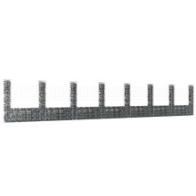 Berkfield U-shape Gabion Basket with 8 Posts Iron 860x20x150 cm
