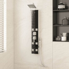 Berkfield Shower Panel Unit Glass 18x45.5x130 cm Black