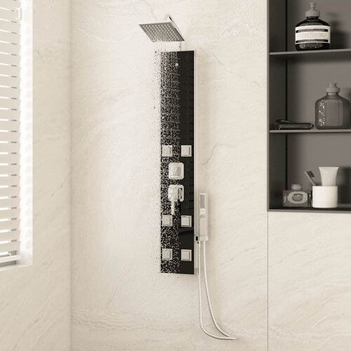 Berkfield Shower Panel Unit Glass 18x45.5x130 cm Black