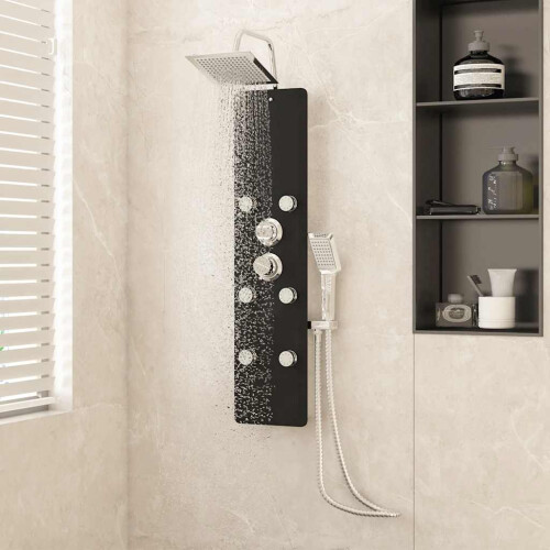 Berkfield Shower Panel Unit Glass 25x47.5x130 cm Black